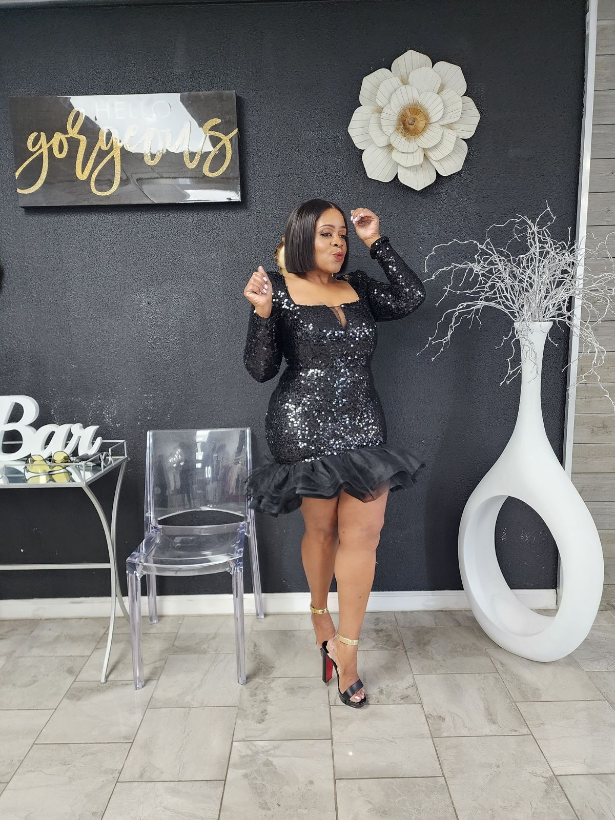 sequin puff dress Occasion Sequin Puff Sleeve Midi Dress Nothing Fancy Just Stylish