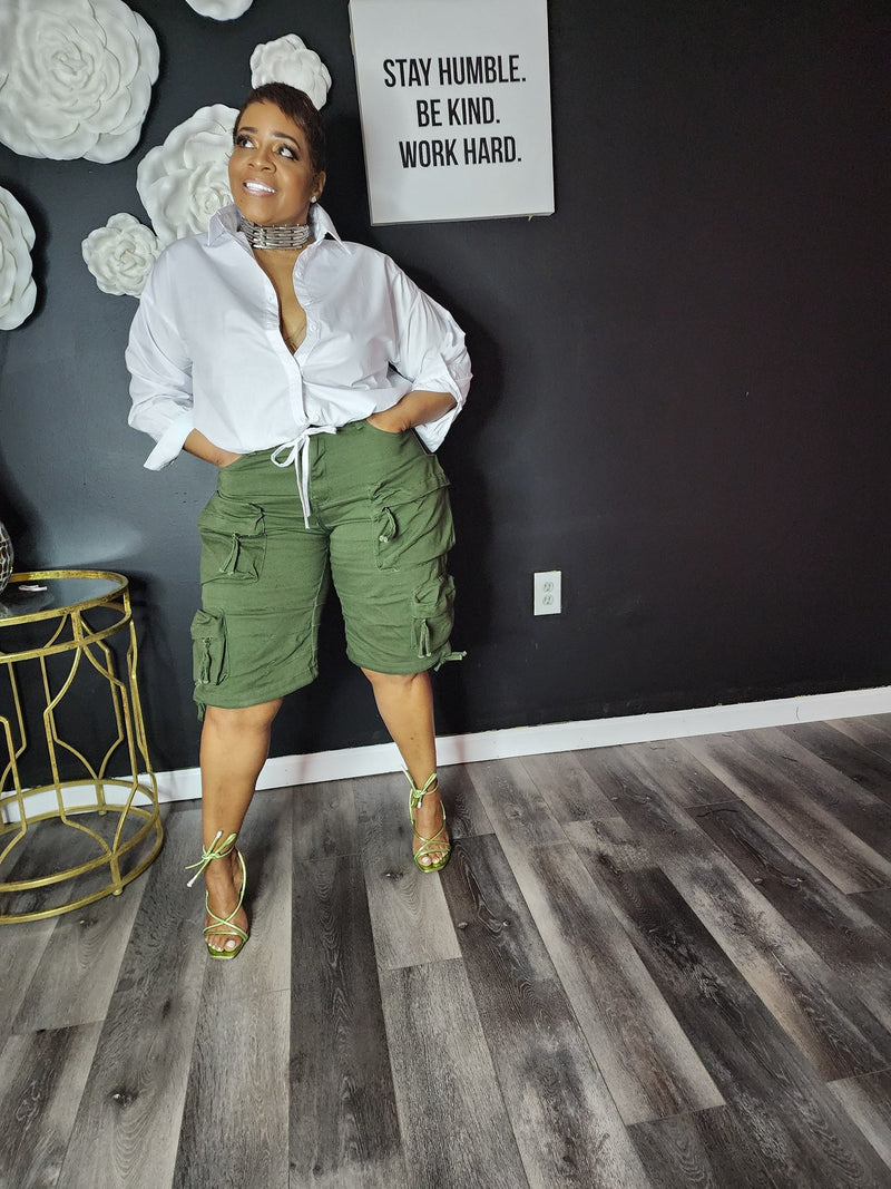 Army Green Cargo Shorts