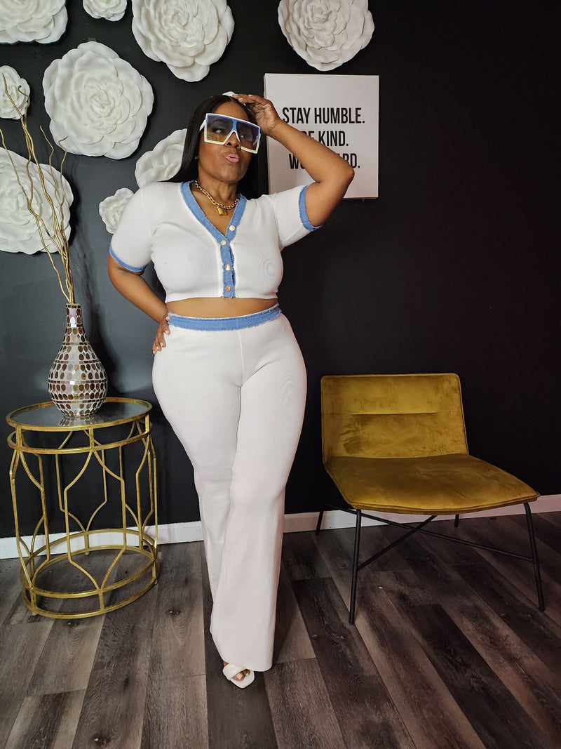 Plush White On Denim Set