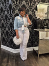 New White AVB Wide Leg Pants