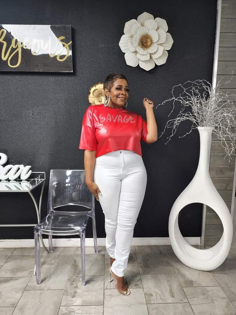 Savage Red Cropped Top